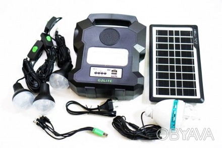 Портативная солнечная автономная система Solar GDLite GD-1000A + FM радио + Blue. . фото 1