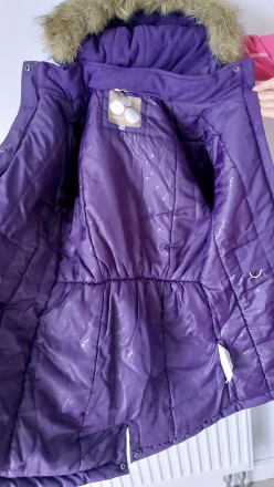 Замечательная тёплая удлинённая курточка фиолетового цвета.Большемерит.Замеры на. . фото 3