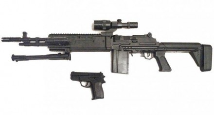 Комплект Р.1160 Автомат с пистолетом 2 в 1 Автомат и пистолет стреляют пластмасс. . фото 3