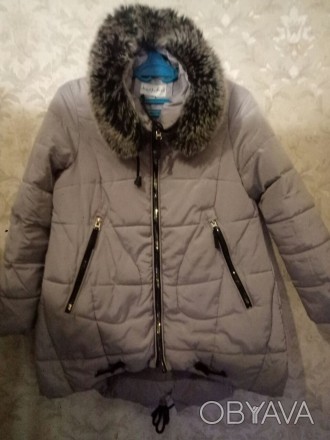 Женская куртка , светло серая с капюшоном . Размер XXL ; 176/86 A ; (50-52 ) . Б. . фото 1