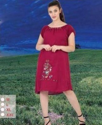Женское прямое платье-миди c вышивкой (р.50-56), штапель, Турция Merve Moda 298
. . фото 6