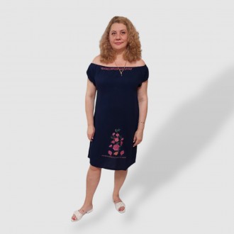 Женское прямое платье-миди c вышивкой (р.50-56), штапель, Турция Merve Moda 298
. . фото 7