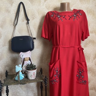 Летнее женское платье с вышивкой (р. 48-54), штапель, Турция Merve Moda 342
Легк. . фото 6