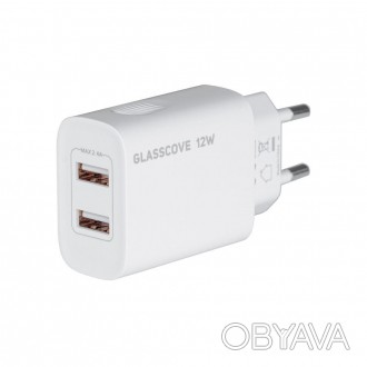 Зарядное устройство GLASSCOVE 12W 2-Port USB (TC-012A). . фото 1