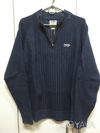 Качественный , фирменный,  пуловер бренда Lee Cooper. Цвет темно синий. Натураль. . фото 1