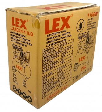 Воздушный безмасляный компрессор LEX LXAC24-11LO с ресивером 24 литра. Компрессо. . фото 5
