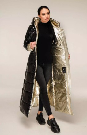 
Зимняя куртка макси с силиконом на молнии с контрастной подкладкой и капюшоном
. . фото 2