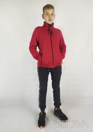 Кофта двунитка с замком Красного цвета S, M, L, XL, XXL