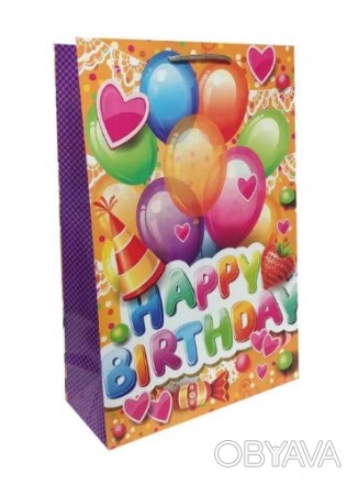 ![CDATA[Подарунковий пакет 150грм, "H.Birthday", 25*38*8см 6 шт. в уп. /12/ Рабо. . фото 1