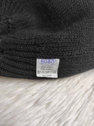 Женская зимняя шапка AGBO черная вязаная двойная с травкой 
Состояние: б/у, в ид. . фото 5