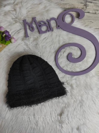 Женская зимняя шапка AGBO черная вязаная двойная с травкой 
Состояние: б/у, в ид. . фото 2