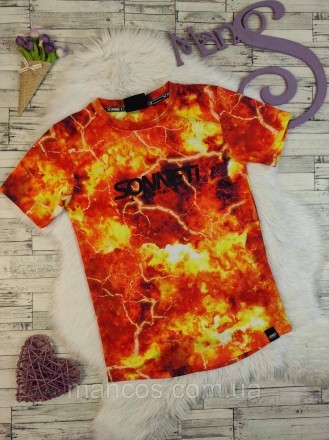 Детская футболка Sonneti для для мальчика яркого цвета с огненным принтом 
Состо. . фото 2