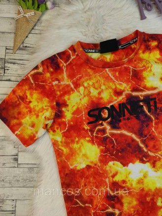 Детская футболка Sonneti для для мальчика яркого цвета с огненным принтом 
Состо. . фото 3