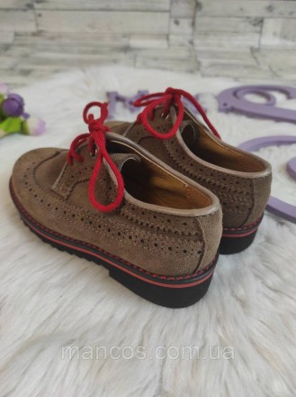 Детские туфли Eli для девочки Hand Made in Spain коричневые на шнуровке 
Состоян. . фото 5