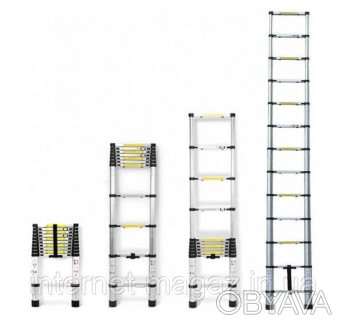 Приставная телескопическая лестница лестница - практичный и функциональный инстр. . фото 1