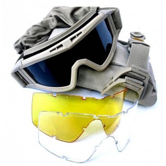 Очки маска тактические Олива (3 Линзы, Чехол)
Сверхнадежные, тактические очки. П. . фото 2