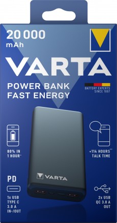Швидкий Powerbank Varta Fast Energy 20000 mAh павербанк QC3 Оригінал!. Львів. фото 1 Швидкий Powerbank Varta Fast Energy 20000 mAh павербанк QC3 Оригінал!. Львів. фото 1