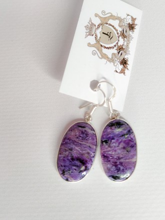Пропонуємо Вам придбати неперевершеної краси сережки з каменю натуральний чароїт. . фото 7