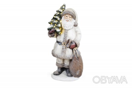 Новогодняя фигура Санта с елкой с подсветкой LED 80см, цвет - серый
Размер 40*28. . фото 1