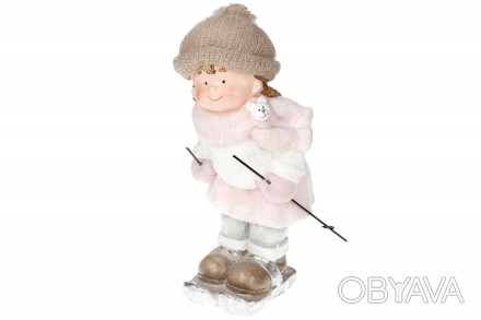 Декоративная фигура Девочка на лыжах, 46см, цвет – розовый с белым
Размер 23.5*2. . фото 1