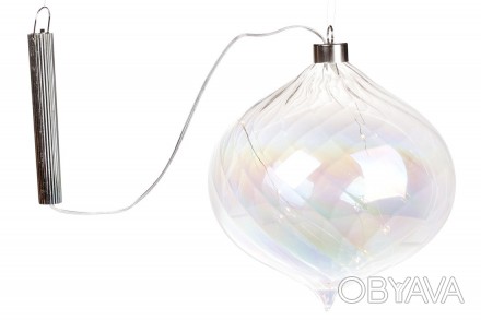 Елочное украшение Лук с LED подсветкой (15 ламп), прозрачное стекло с бриллианто. . фото 1