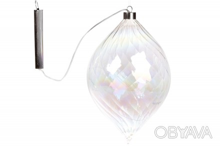 Елочное украшение Оливка с LED подсветкой (15 ламп), прозрачное стекло с бриллиа. . фото 1