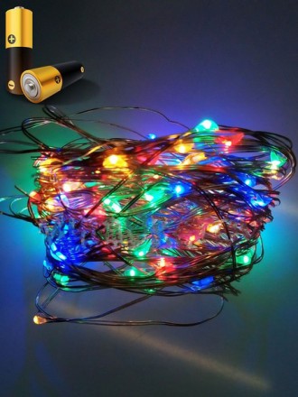 Гирлянда проволочная на батарейках LED разноцветная, 100 ламп. Одесса. фото 1 Гирлянда проволочная на батарейках LED разноцветная, 100 ламп. Одесса. фото 1