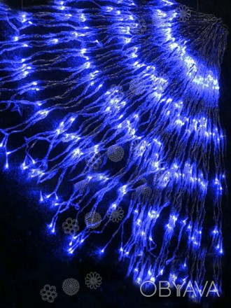Гірлянда водоспад LED синя, 560 ламп, 3х3м, прозорий провід
Продається оптом та . . фото 1