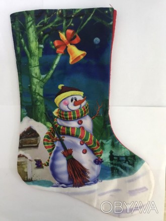Носок для подарков новогодний с принтом 34*24 см продается оптом с доставкой по . . фото 1