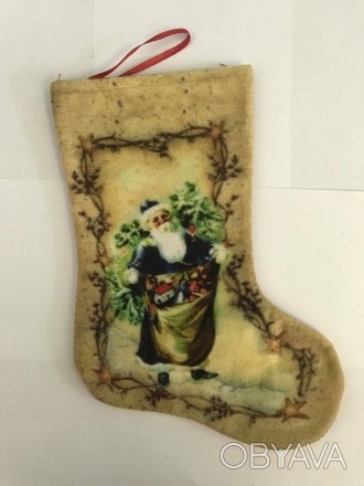 Носок для подарков новогодний с принтом 21*15 см продается оптом с доставкой по . . фото 1