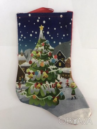 Шкарпетка для подарунків новорічна з принтом 22*15 см продається гуртом із доста. . фото 1