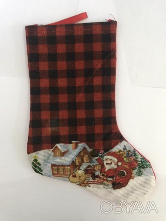 Носок для подарков новогодний с принтом 22*15 см продается оптом с доставкой по . . фото 1