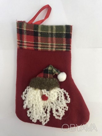 Шкарпетка для подарунків новорічна з принтом 19*14 см продається гуртом із доста. . фото 1