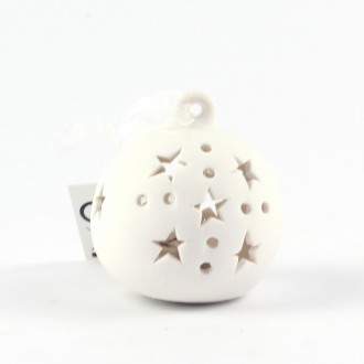 Новорічна іграшка куля з зірками з високоякісної кераміки зі світлодіодним підсв. . фото 2