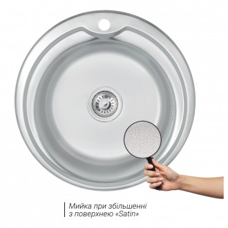 Кухонна мийка Lidz 510-D 0,6 мм Satin виготовлена з високоякісної нержавіючої ст. . фото 4