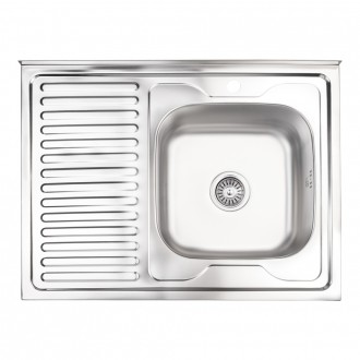 Кухонна мийка Lidz 6080-R 0,8 мм Satin (LIDZ6080RSAT8) виготовлена з нержавіючої. . фото 2