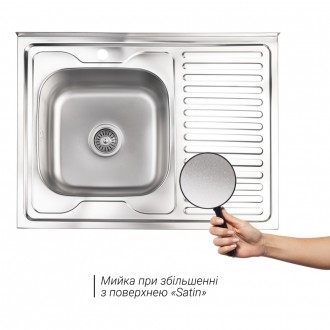 Кухонна мийка Lidz 6080-L 0,8 мм Satin (LIDZ6080LSAT8) виготовлена з нержавіючої. . фото 4