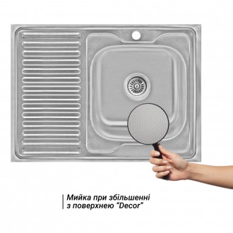 Кухонна мийка Lidz 6080-R 0,6 мм Decor (LIDZ6080RDEC06) виготовлена з високоякіс. . фото 4