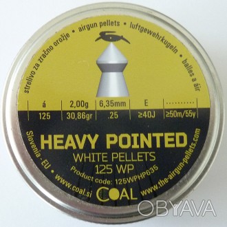 Пули пневматические 6.35 мм Coal Heavy Pointed 2.0 г 125 шт/уп
Пневматические пу. . фото 1