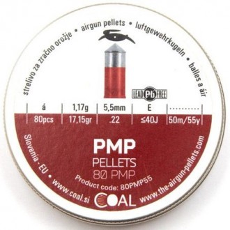Пули пневматические Coal PMP кал. 5.5 мм 1.17 г 80 шт/уп
Пневматические пули COA. . фото 2