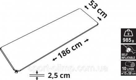 Килимок самонадувний CATTARA 13321 (186х53х2,5 см.) Cиній
Призначення: для викор. . фото 7