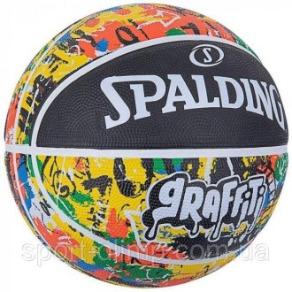 Баскетбольний м'яч Spalding Rainbow Graffiti для гри в стрітбол виконаний у суча. . фото 3