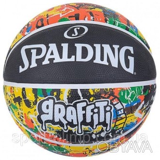 Баскетбольний м'яч Spalding Rainbow Graffiti для гри в стрітбол виконаний у суча. . фото 1