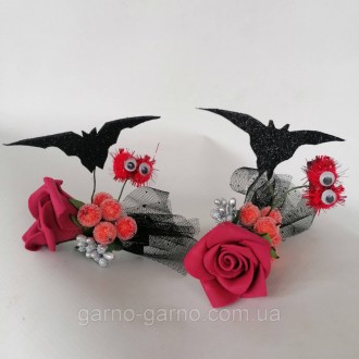Заколка на хеллоуин роза паук летучая мышка чёрная кошка шляпа ведьмы ручная раб. . фото 4