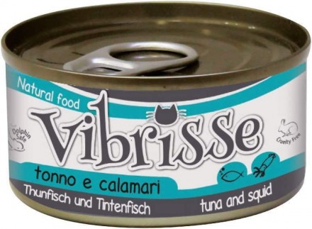 Консервований корм для дорослих кішок Vibrisse Tuna and Squid у банках на основі. . фото 2