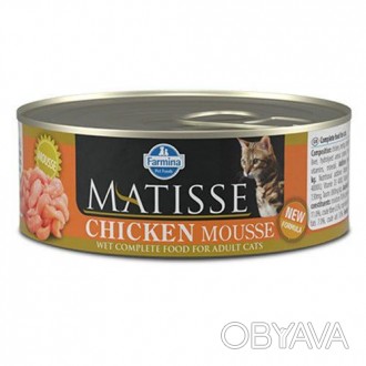 Вологий корм Фармина Матісс Cat Mousse Chicken для дорослих котів, з куркою, 85 . . фото 1