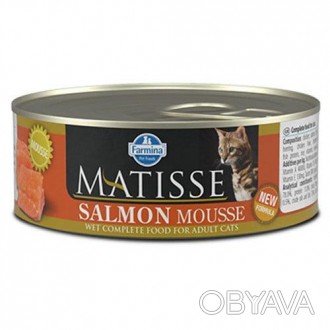 Вологий корм Фармина Матісс Cat Mousse Salmon для дорослих котів, з лососем, 85 . . фото 1