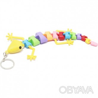 Яркая игрушка-брелок с металлическим кольцом. Тело ящерицы состоит из разноцветн. . фото 1
