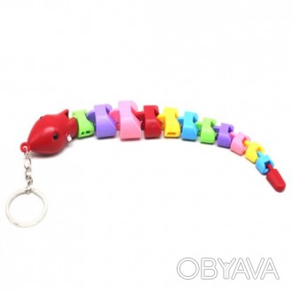 Яркая игрушка-брелок с металлическим кольцом. Тело змейки состоит из разноцветны. . фото 1