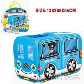 Дизайн намети виконаний у вигляді поліцейського автобуса.
Розміри іграшки: довжи. . фото 1